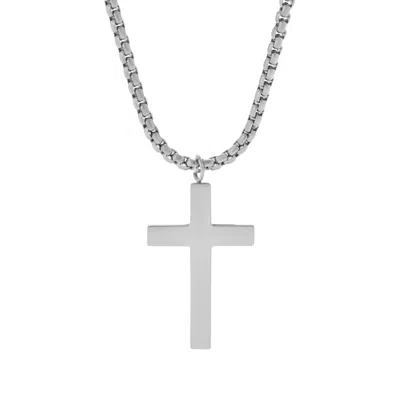 Evesaddiction Men's Stainless Steel Cross Pendant In Silver