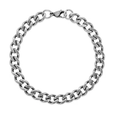Evesaddiction Men's Stainless Steel Curb Chain Bracelet - Oxidized Steel In Metallic