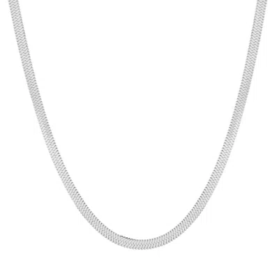 Evesaddiction Men's Stainless Steel Herringbone Chain Necklace In Silver