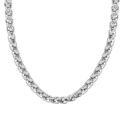 Evesaddiction Men's Stainless Steel Wheat Chain Necklace In Silver