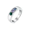 Evesaddiction Men's Sterling Silver 3 Stone Family Birthstone Ring In Silver