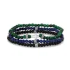 Evesaddiction Men's Sterling Silver Beaded Bracelet Set In Multi