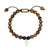 Evesaddiction Men's Tiger Eye Cross Adjustable Bracelet In Brown