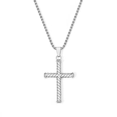 Evesaddiction Men's Twisted Cross Necklace In Metallic