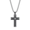 Evesaddiction Men's Two Tone Cross Necklace In Silver