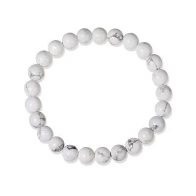 Evesaddiction Men's White Agate Bead Bracelet