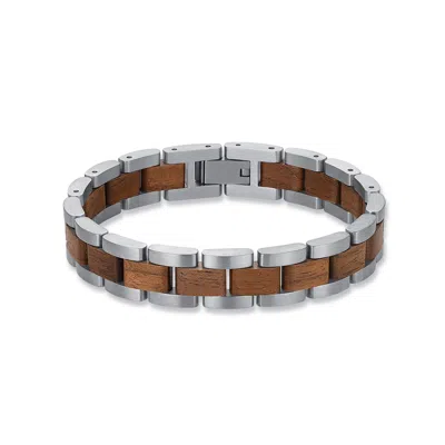 Evesaddiction Men's Wood Chain Bracelet - Silver In Brown