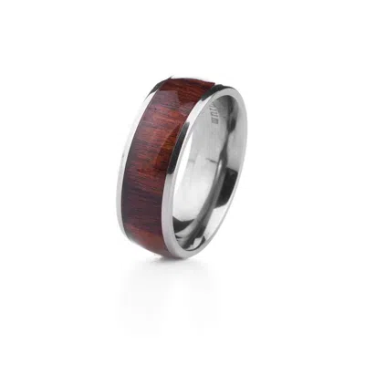 Evesaddiction Men's Wood Inlay Titanium Ring - 12