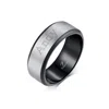 Evesaddiction Mens Black Titanium Band With Brushed Silver In Black