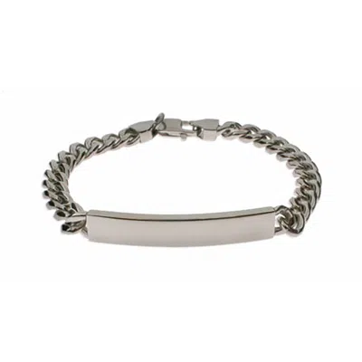 Evesaddiction Mens Curb Link Stainless Steel Id Bracelet In Silver