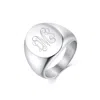 Evesaddiction Mens Oval Cut Stainless Steel Signet Ring In Silver
