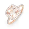 Evesaddiction Morganite Cushion Cut Rose Gold Engagement Ring In Gold