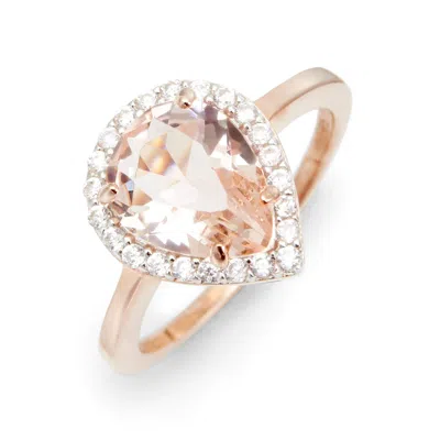 Evesaddiction Morganite Pear Cut Rose Gold Engagement Ring