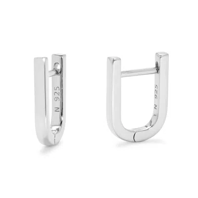 Evesaddiction Paper Clip Huggie Earrings - Silver
