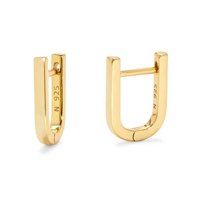 Evesaddiction Paper Clip Huggie Earrings In Gold