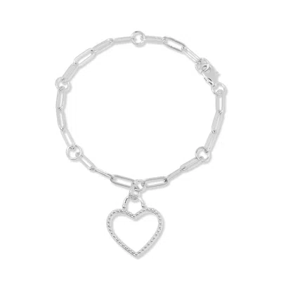 Evesaddiction Paperclip Heart Charm Bracelet - Silver In Metallic