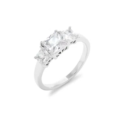 Evesaddiction Past Present And Future 3 Stone Princess Cz Anniversary Ring In Silver