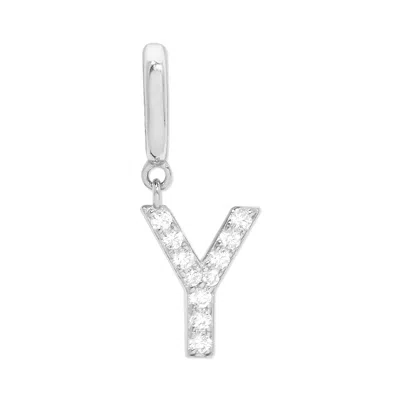 Evesaddiction Pave Initial Hinged Charm - Silver / Y In Metallic
