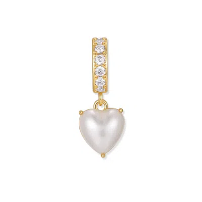 Evesaddiction Pearl Heart Dangle Spacer Charm In White