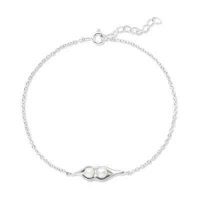 Evesaddiction Peas In A Pod Pearl Bracelet - Silver / 2 In Metallic