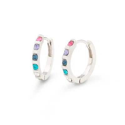 Evesaddiction Personalized Birthstone Huggie Earrings - 5 In Silver