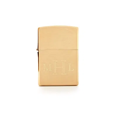 Evesaddiction Personalized Plain Brushed Brass Zippo Lighter In Gold