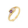 Evesaddiction Petite 2 Stone Gold Birthstone Mother's Ring In Gold