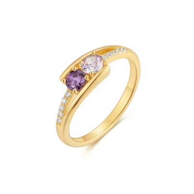 Evesaddiction Petite 2 Stone Gold Birthstone Mother's Ring