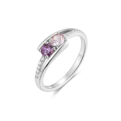 Evesaddiction Petite 2 Stone Silver Birthstone Mother's Ring
