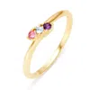 Evesaddiction Petite 3 Stone Birthstone Gold Ring In Silver