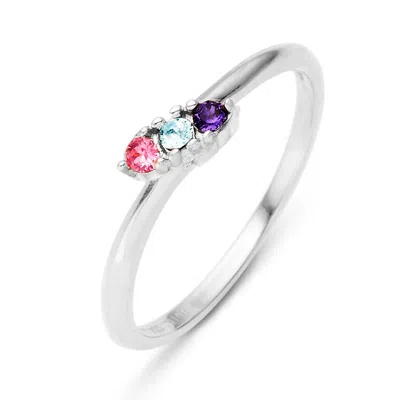Evesaddiction Petite 3 Stone Birthstone Silver Ring