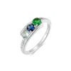 Evesaddiction Petite 3 Stone Silver Birthstone Mother's Ring In Multi