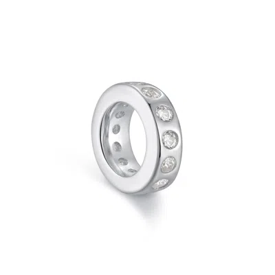 Evesaddiction Petite Birthstone Rondelle Charm - Silver / April In Gray