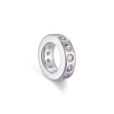 Evesaddiction Petite Birthstone Rondelle Charm - Silver / February In Gray