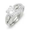 Evesaddiction Petite Promise Ring Set With Brilliant Cut Cz In Metallic