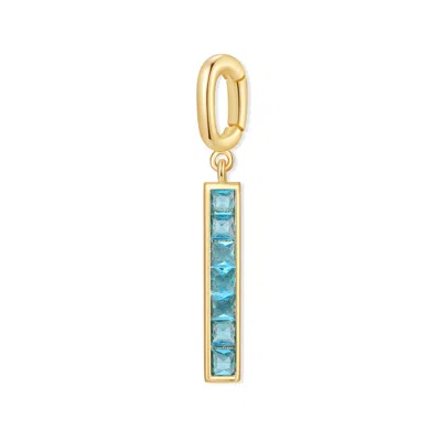 Evesaddiction Petite Stick Birthstone Charm - Gold / December In Blue