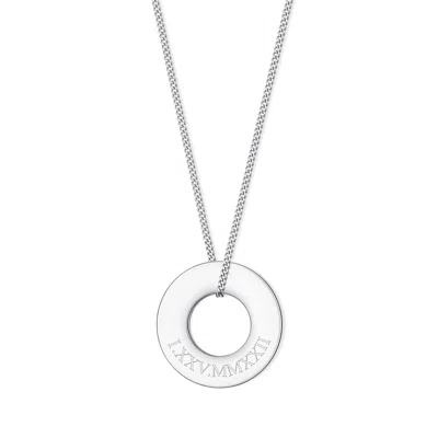 Evesaddiction Roman Numeral Men's Stainless Steel Circle Pendant