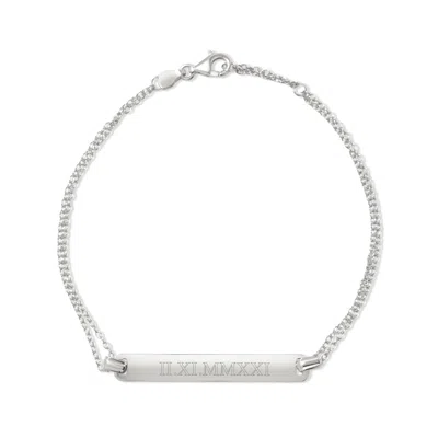 Evesaddiction Roman Numeral Name Bar Bracelet - Silver