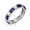 Evesaddiction Sapphire And Diamond Cz Stackable Eternity Band In Blue