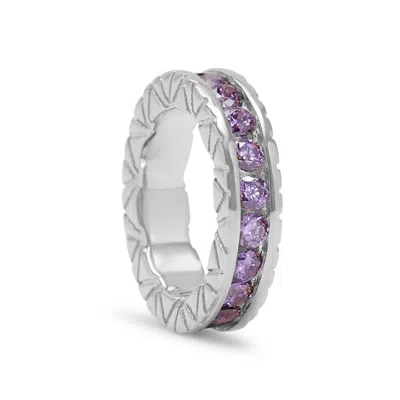 Evesaddiction Silver February Eternity Charm In Purple