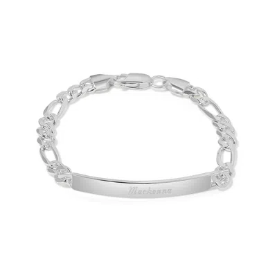 Evesaddiction Silver Figaro Link Id Bracelet