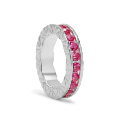 Evesaddiction Silver July Eternity Charm In Pink