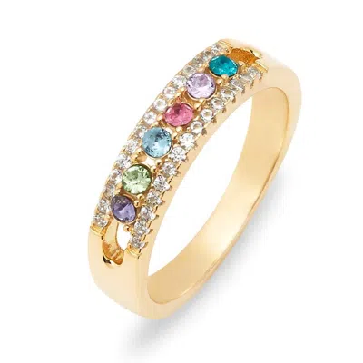 Evesaddiction Six Stone Birthstone Cz Gold Ring