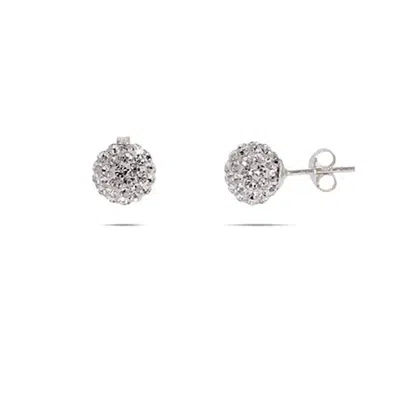 Evesaddiction Sparkling Crystal 8mm Sterling Silver Bead Earrings