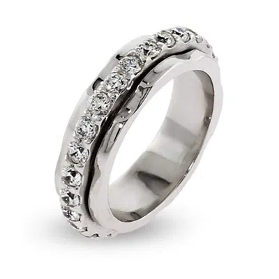 Evesaddiction Spinner Ring With Cz Band In Metallic