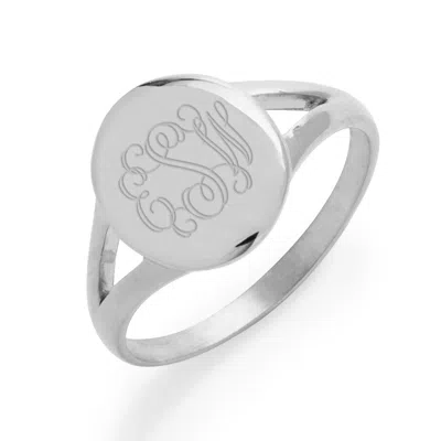 Evesaddiction Split Band Stainless Steel Oval Signet Ring - 8