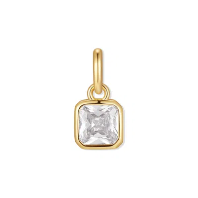 Evesaddiction Square Bezel Birthstone Charm - Gold / April