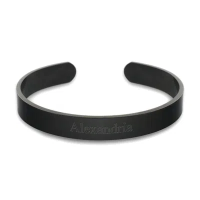 Evesaddiction Stainless Steel Black Plate Cuff Bracelet