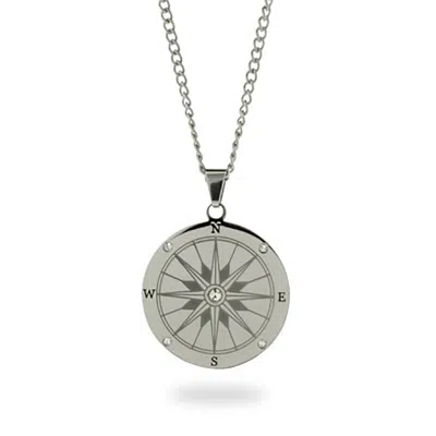 Evesaddiction Stainless Steel Compass Pendant - 20 Inches
