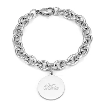 Evesaddiction Stainless Steel Round Tag Bracelet In Metallic